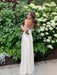 Ivory V-neck Beaded Satin A Line Prom Dress