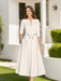 Ivory Ankle-Length Mother of the Bride A-Line Dress with Half Sleeves and Pockets