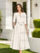 Ivory Ankle-Length Mother of the Bride A-Line Dress with Half Sleeves and Pockets