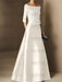 Short-Sleeve Off-the-Shoulder A-Line Mother of the Bride Dress with Belt Applique