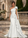Ivory One Shoulder Satin Mermaid Evening Dresses with 3D Flowers