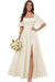 Square Neck Ruffle Sleeve Chiffon Bridesmaid Dress with Slit