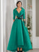 V-Neck A-Line Princess Floor-Length Mother of the Bride Dress with 3/4 Sleeves Appliques and Beading