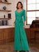 V-Neck Chiffon Jumpsuit with Ruched Detail and 3/4 Sleeves for the Mother