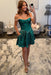 Jade Pearl Corset Homecoming Dress with Off-Shoulder Straps