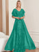 Plus Size Mother of the Bride A-Line Floor-Length Dress with V-Neck and Half Sleeves