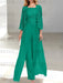 Floor-Length Square Neck Chiffon Mother of the Bride Pantsuit with Jacket & Side Split