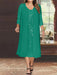 Jade V-Neck Long-Sleeve Tea-Length Plus Size Mother of the Bride Dress with Jacket and Sequins
