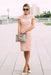 Lace Blush Pink Formal Dresses Knee Length Mother of the Bride Dress Cap Sleeves