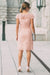 Lace Blush Pink Formal Dresses Knee Length Mother of the Bride Dress Cap Sleeves