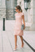 Lace Blush Pink Formal Dresses Knee Length Mother of the Bride Dress Cap Sleeves