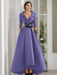 V-Neck A-Line Princess Floor-Length Mother of the Bride Dress with 3/4 Sleeves Appliques and Beading