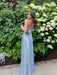 Lavender V-neck Beaded Satin A Line Prom Dress