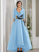 V-Neck A-Line Princess Floor-Length Mother of the Bride Dress with 3/4 Sleeves Appliques and Beading