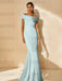 Minimalist Off-the-Shoulder Mother of the Bride Dresses in Trumpet/Mermaid Style with Detachable Flower