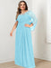 Plus Size Floor-Length Mother of the Bride A-Line Dress with Scoop Neckline Pleats and Sequins