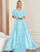 Plus Size Mother of the Bride A-Line Floor-Length Dress with V-Neck and Half Sleeves