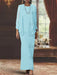 Floor-Length Scoop Neck Sheath Dress with Long Sleeves and Jacket for the Mother of the Bride