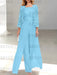 Floor-Length Square Neck Chiffon Mother of the Bride Pantsuit with Jacket & Side Split