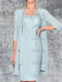 Light Blue Knee-Length V-Neck Sheath/Column Mother of the Bride Dresses
