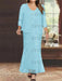 Plus Size V-Neck Ankle-Length Sheath/Column Mother of the Bride Dresses with Sequins & Jacket