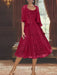 Princess A-Line Tea-Length Mother of the Bride Dress with Scoop Neck Half Sleeves Appliques and Jacket