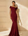 Minimalist Off-the-Shoulder Mother of the Bride Dresses in Trumpet/Mermaid Style with Detachable Flower