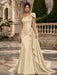 Light Champagne One Shoulder Satin Mermaid Evening Dresses with 3D Flowers