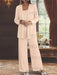 Sequined Chiffon Pantsuits for the Mother of the Bride with Jacket