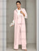 Ankle-Length Mother of the Bride Pantsuits in 3 Pieces Featuring Square Neck Jacket & Lace Appliques