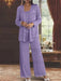 Sequined Chiffon Pantsuits for the Mother of the Bride with Jacket