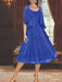 Princess A-Line Tea-Length Mother of the Bride Dress with Scoop Neck Half Sleeves Appliques and Jacket