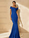 Minimalist Off-the-Shoulder Mother of the Bride Dresses in Trumpet/Mermaid Style with Detachable Flower