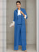 Ankle-Length Mother of the Bride Pantsuits in 3 Pieces Featuring Square Neck Jacket & Lace Appliques