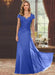 Sweetheart Short-Sleeve Floor-Length Sheath Mother of the Bride Dress with Lace Appliques & Sequins