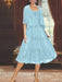 Princess A-Line Tea-Length Mother of the Bride Dress with Scoop Neck Half Sleeves Appliques and Jacket