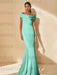 Minimalist Off-the-Shoulder Mother of the Bride Dresses in Trumpet/Mermaid Style with Detachable Flower