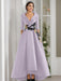 V-Neck A-Line Princess Floor-Length Mother of the Bride Dress with 3/4 Sleeves Appliques and Beading