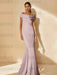 Minimalist Off-the-Shoulder Mother of the Bride Dresses in Trumpet/Mermaid Style with Detachable Flower