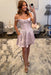 Lilac Pearl Corset Homecoming Dress with Off-Shoulder Straps