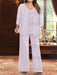 Plus Size 3-Piece Mother of the Bride Chiffon Pantsuit with V-Neck Floor-Length Jacket & Sequins