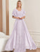 Plus Size Mother of the Bride A-Line Floor-Length Dress with V-Neck and Half Sleeves