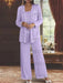 Sequined Chiffon Pantsuits for the Mother of the Bride with Jacket