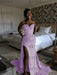 Lilac Sparkly Strapless Mermaid Sequined Prom Dress with Slit