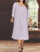 Lilac V-Neck Long-Sleeve Tea-Length Plus Size Mother of the Bride Dress with Jacket and Sequins