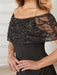 Sparkly Princess A-Line Floor-Length Mother of the Bride Dress with Portrait Neckline