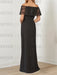 Sparkly Princess A-Line Floor-Length Mother of the Bride Dress with Portrait Neckline