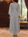 Collar Neck Chiffon Mother of the Bride Dresses Sequins Tea-Length Wedding Guest Dress with3/4 Sleeves