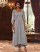 Collar Neck Chiffon Mother of the Bride Dresses Sequins Tea-Length Wedding Guest Dress with3/4 Sleeves
