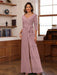 V-Neck Chiffon Jumpsuit with Ruched Detail and 3/4 Sleeves for the Mother